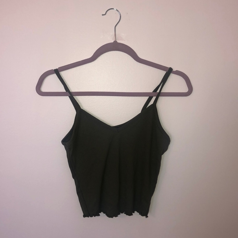 Cropped army green light tank top